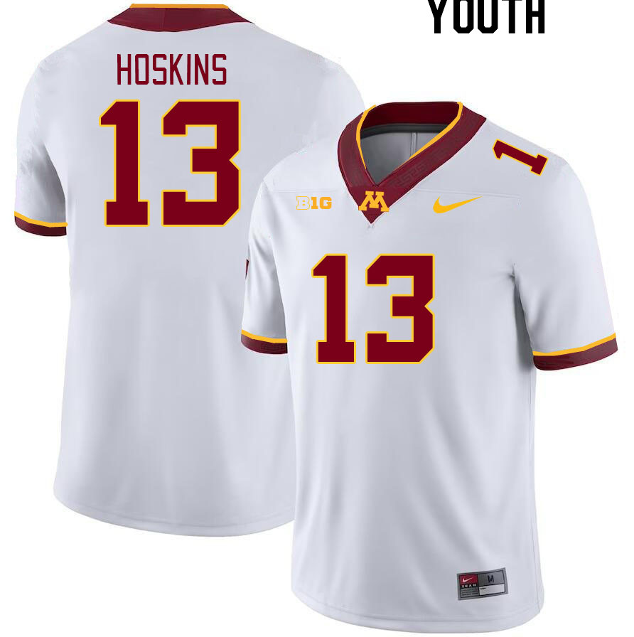 Youth #13 Kristen Hoskins Minnesota Golden Gophers College Football Jerseys Stitched-White - Click Image to Close